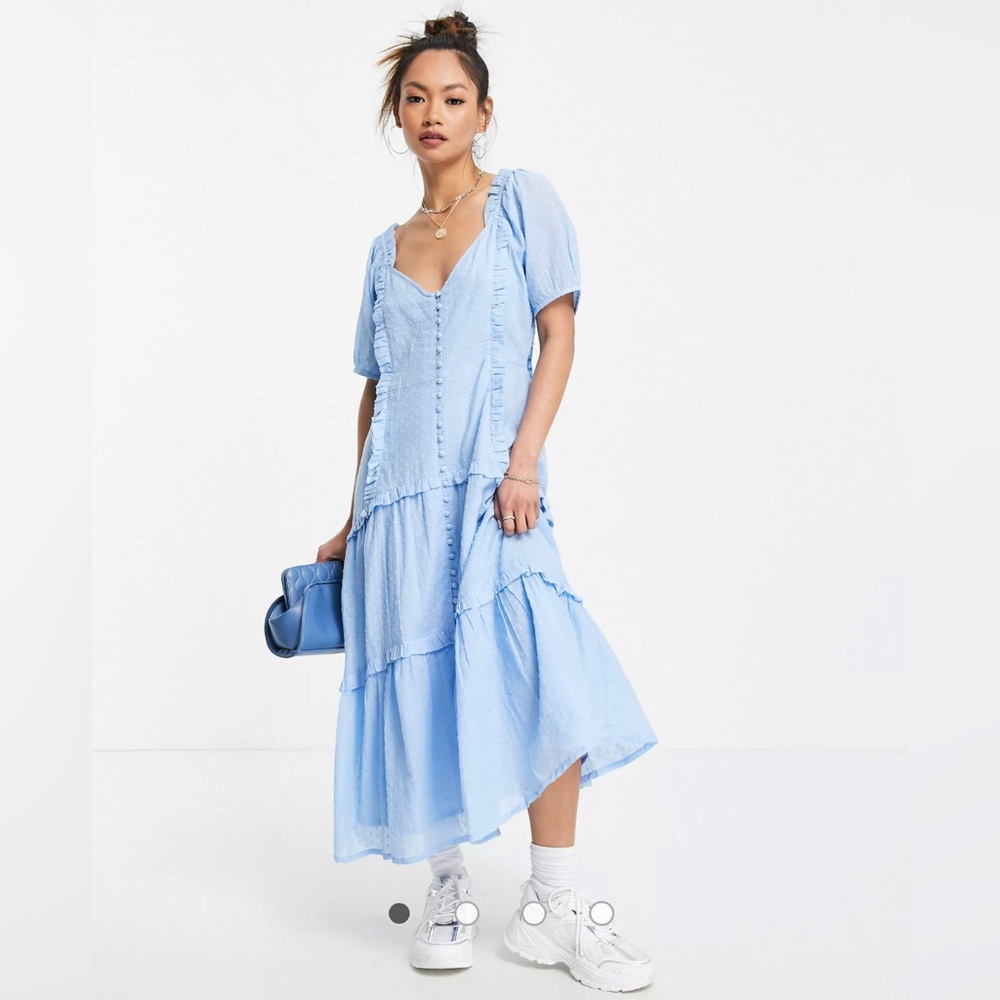 Neon Rose Dress with frill trim